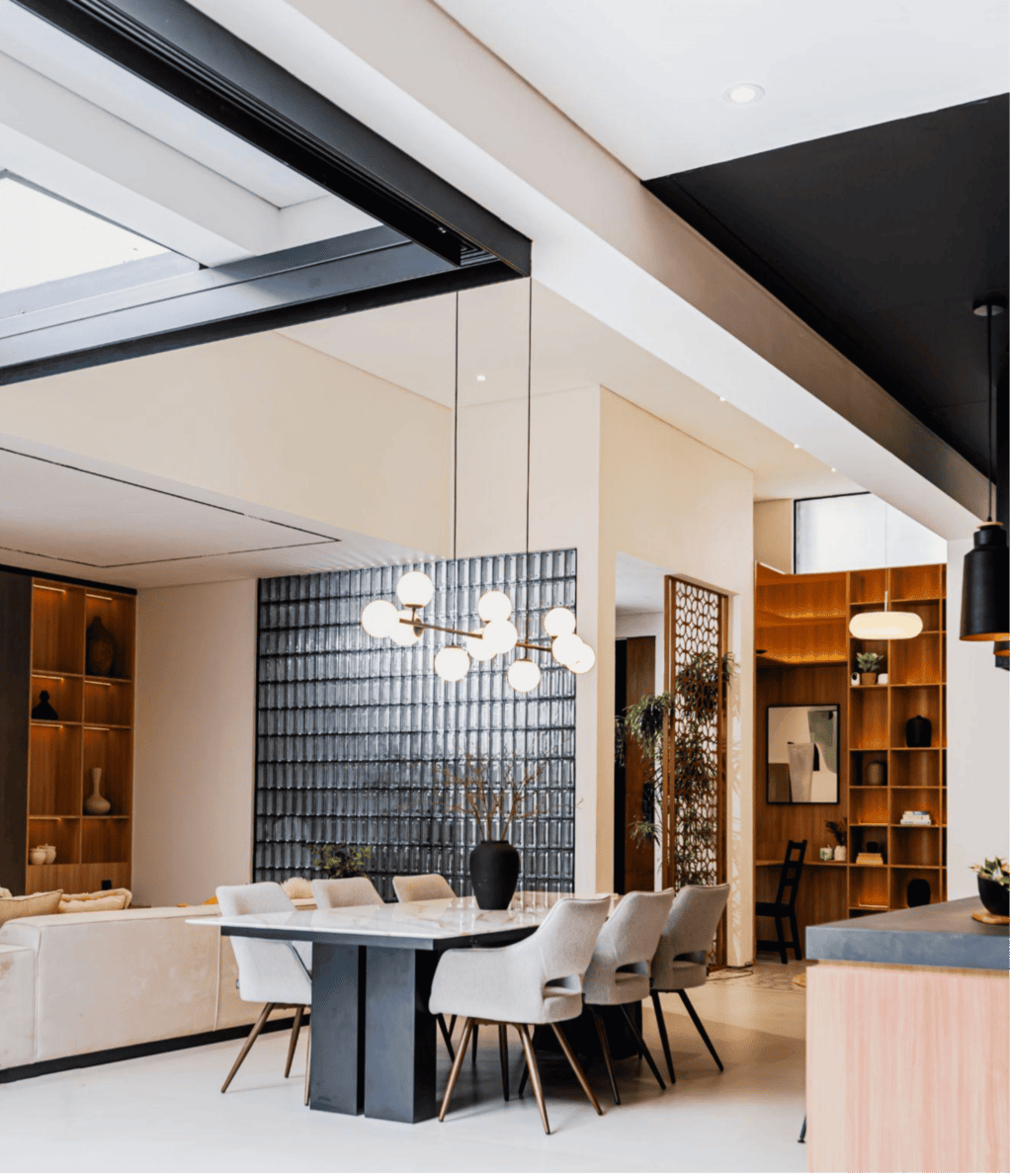 1. Partisi modern dengan glass block